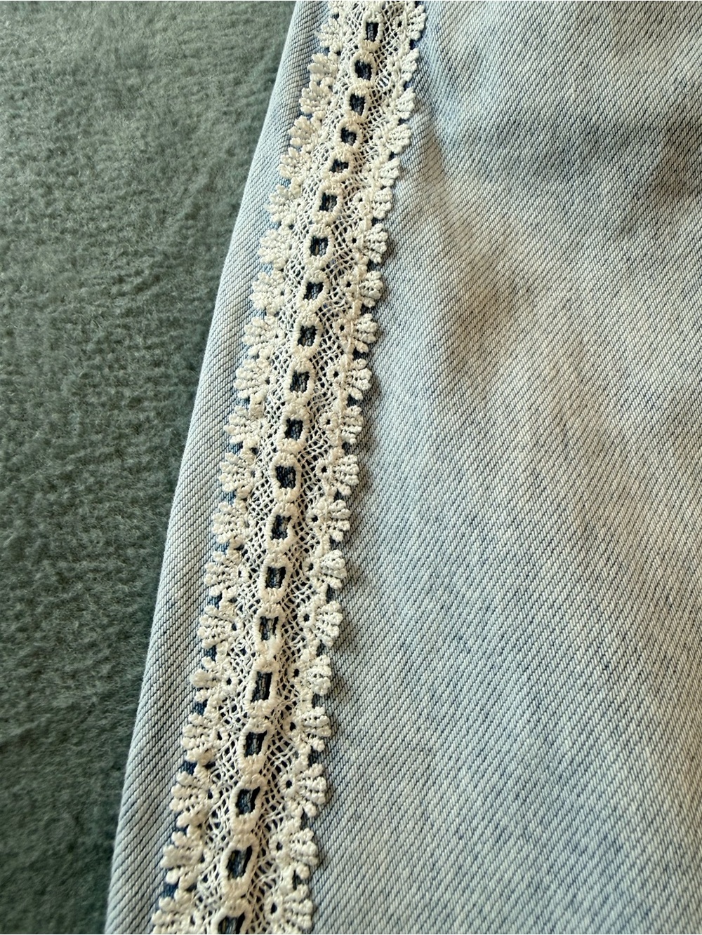 wild fable Light Blue Wide Leg Jeans with Lace Side Trim - Picture 2 of 12